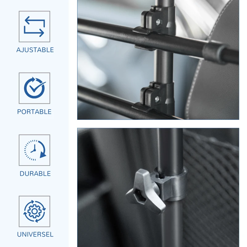 PawHut Grille de séparation voiture pour chien réglable, largeur : 87-135 cm, hauteur : 85-120 cm, barrière de sécurité universelle en acier, pour coffre de voiture pour chien, noir