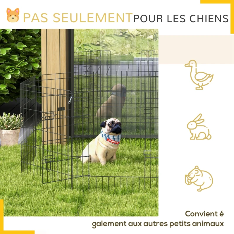 PawHut Parc enclos modulable pour chiens lapins rongeurs clôture pour petits animaux intérieur et extérieur 76 x 61 cm noir