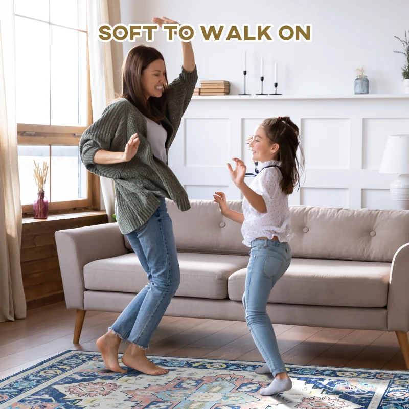 HOMCOM Vintage Rugs, Area Rugs Large Carpet for Living Room, Bedroom, Dining Room, 160x230 cm, Blue