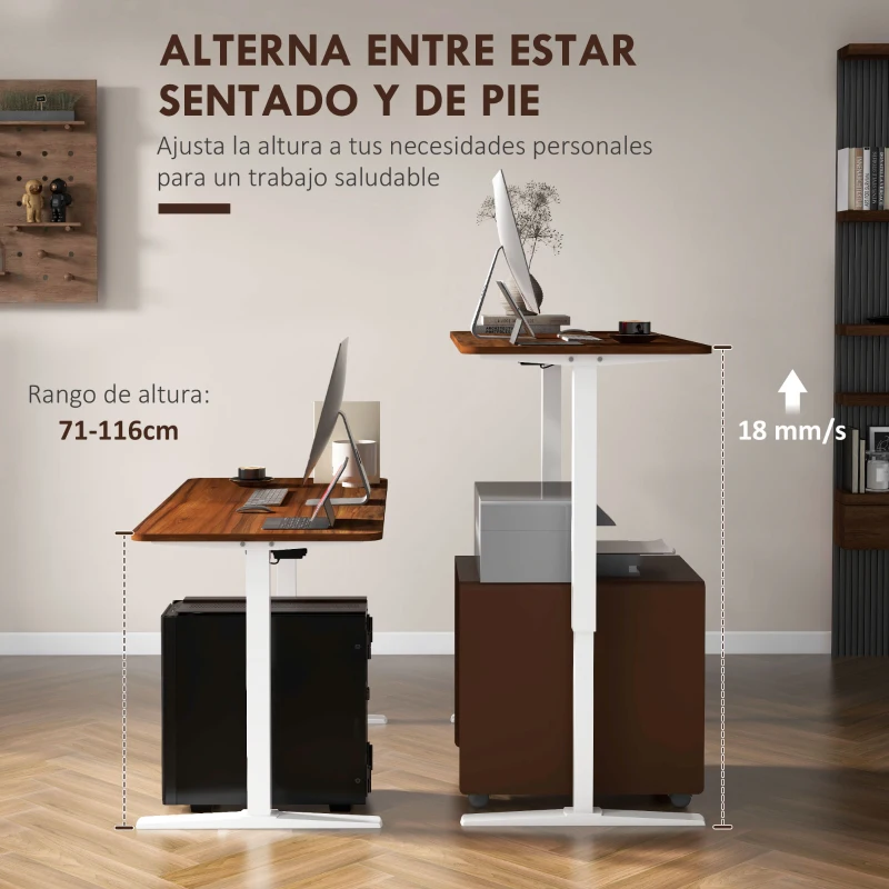 Vinsetto Marco de Escritorio de Pie Eléctrico de Altura Ajustable con Función de Memoria 110x60x71-116 cm Blanco