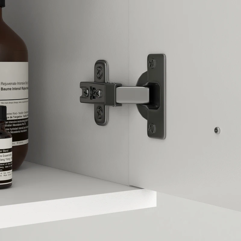 kleankin Mobile Bagno Sospeso con Lavabo, Armadietto a 2 Ante con Cerniere Ammortizzate, 61x40x50cm, Bianco Lucido