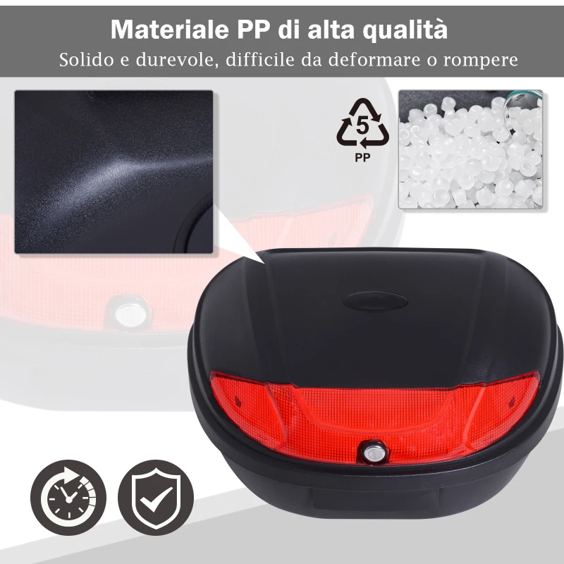 HOMCOM Bauletto Baule Posteriore Universale Universale per Moto Motorini Scooter in PP 59.5 x 43.5 x 31 cm Nero