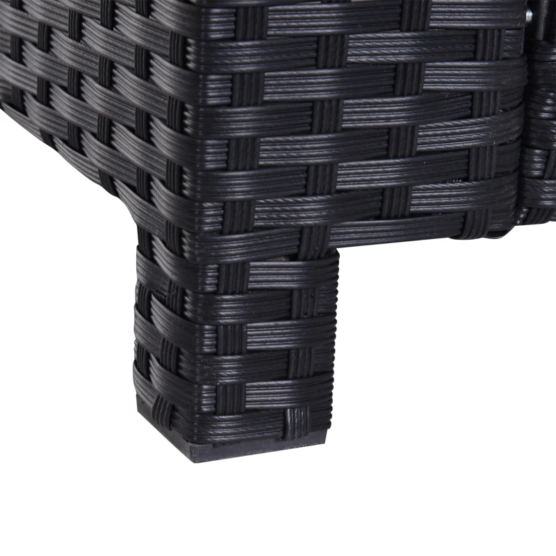 Outsunny Canapé de jardin 2 places canapé droit 4 coussins déhoussables 130L x 70l x 80H cm résine tressée noire