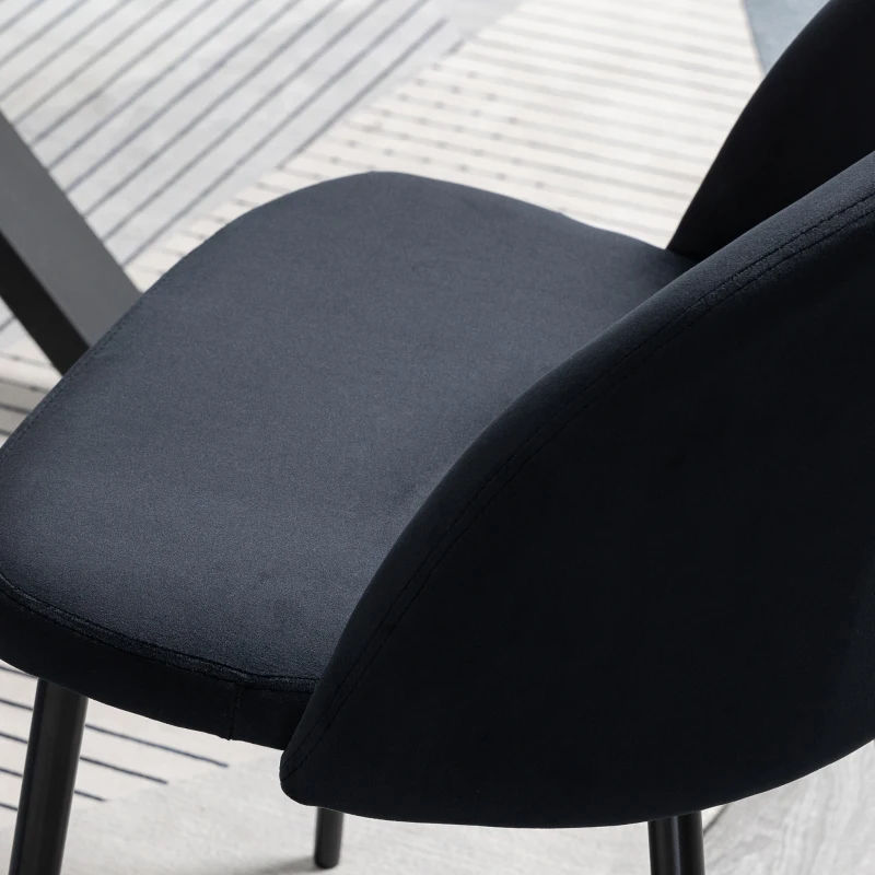 HOMCOM Lot de 2 chaises salle à manger chaise de cuisine scandinave chaise en velours rembourrée avec pieds effilés en métal