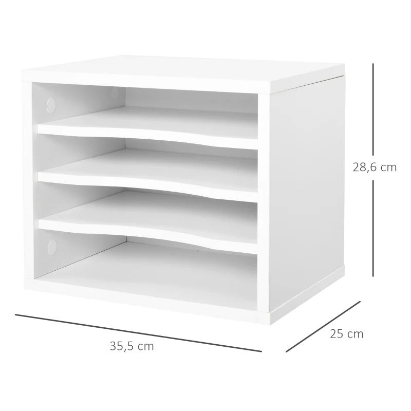 Vinsetto Lot de 2 organiseurs bureau bois blanc avec couches fournitures support d'imprimante dim. 35,5L x 25l x 28,6H cm