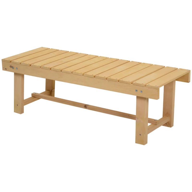 Outsunny Wooden Garden Benches, 2 Seater Outdoor Benches, Fir Wood Backless Patio Loveseat with Slatted Seat for Park, 110 x 38 x 35 cm, 3 Pieces, Natural Wood Finish