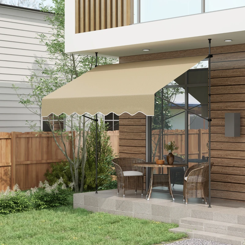 Outsunny Store banne manuel rétractable inclinaison réglable installation rapide  sans trous à percer 3 x 1,5 x 3,1 m