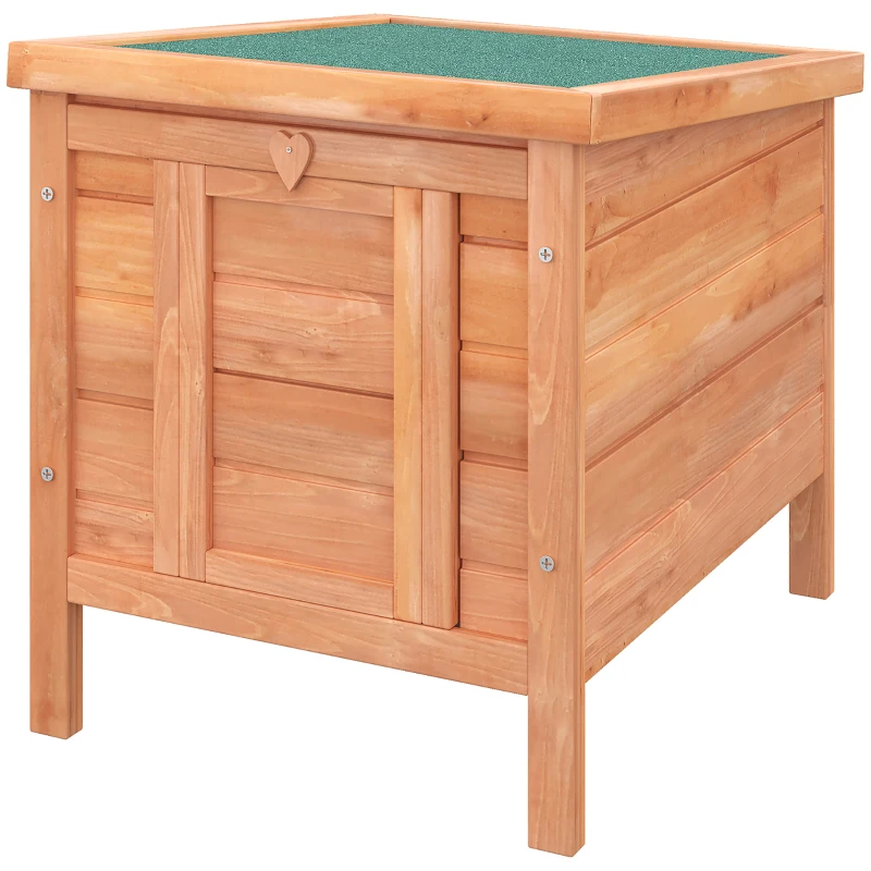 PawHut Wooden Rabbit Hutch Outdoor, Guinea Pig Hutch, Rabbit Hideaway, Cat House, Bunny Cage Small Animal House with Openable Roof, 51 x 42 x 43 cm, Natural