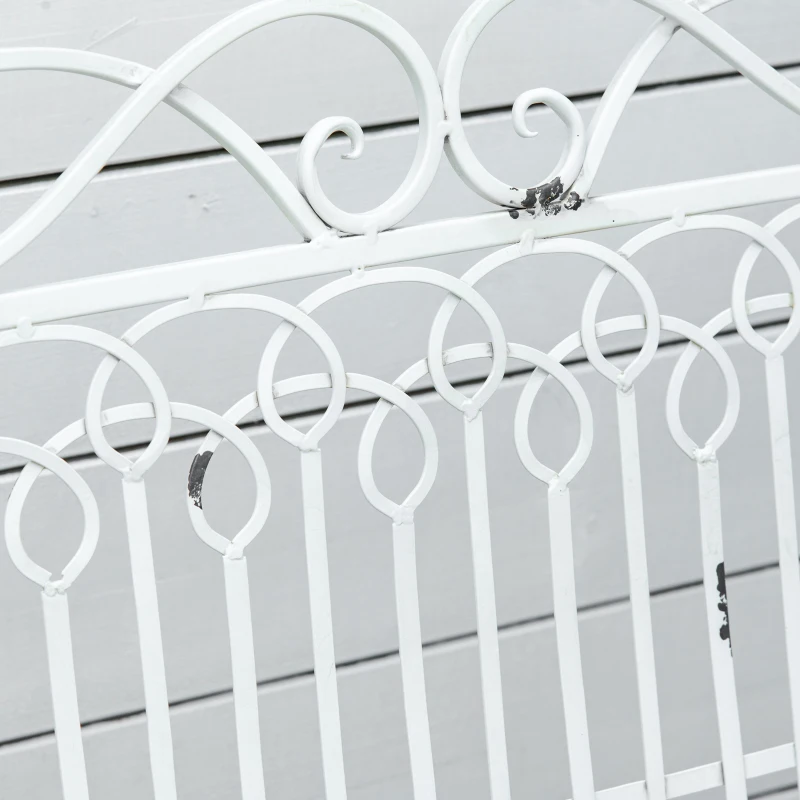 Outsunny Banco de Jardín de 2 Plazas 110x60x97 cm Banco de Exterior de Metal con Respaldo Decorativo y Reposabrazos para Terraza Balcón Patio Carga 200 kg Blanco