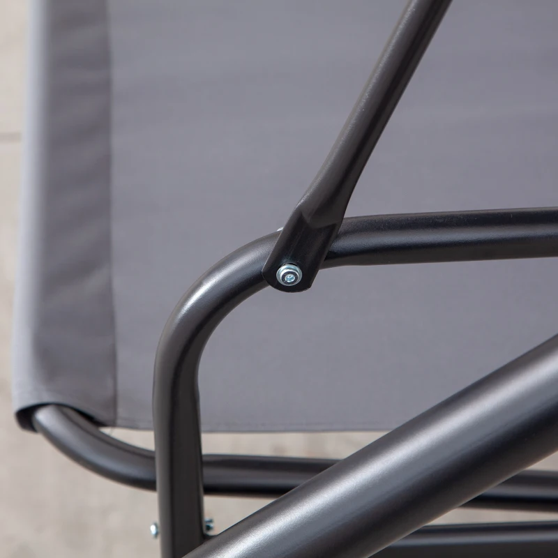 Outsunny Outusunny Dondolo Letto da Giardino 3 Posti con Tettuccio Regolabile, Metallo e Poliestere, Grigio