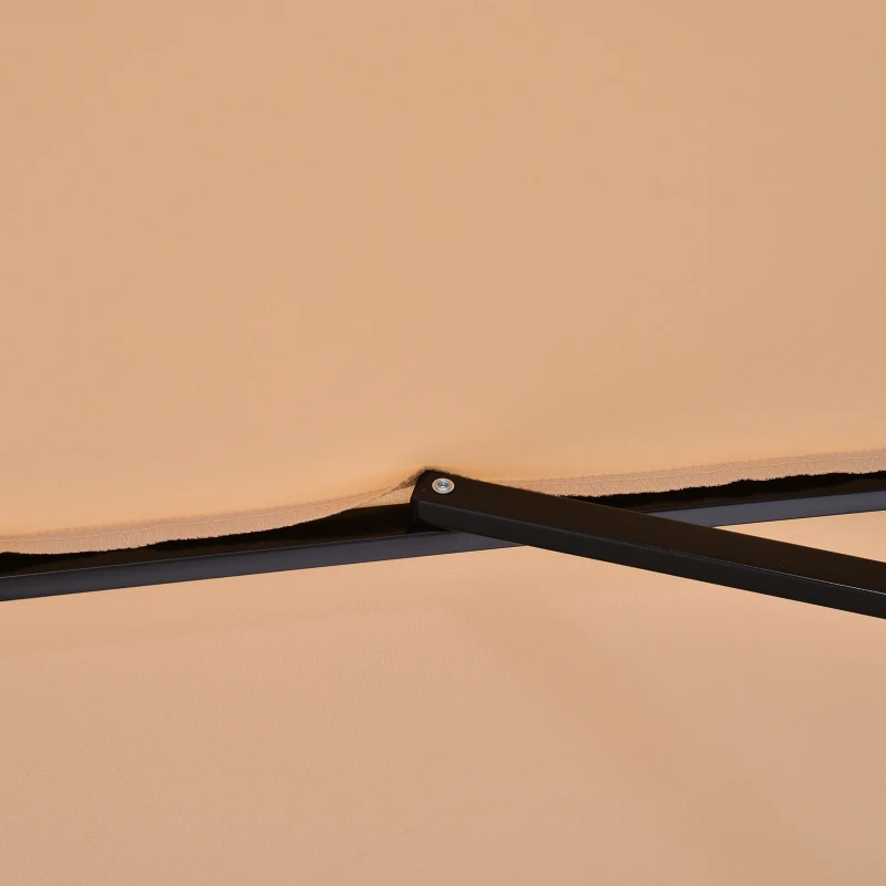 Outsunny Ombrellone da Giardino 3x3 m con Doppio Tetto in Poliestere, Palo e Stecche in Metallo, Beige e Nero