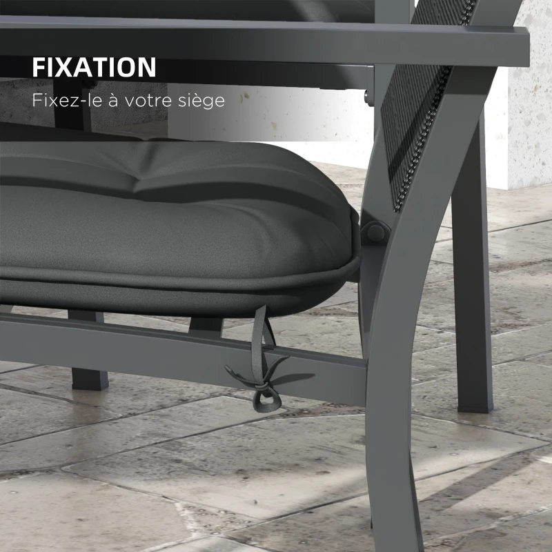 Outsunny Lot de 4 Coussins de chaise de jardin capitonné Rembourrage 4 cm Tissu Polyester dim. 43L x 41l cm Gris foncé