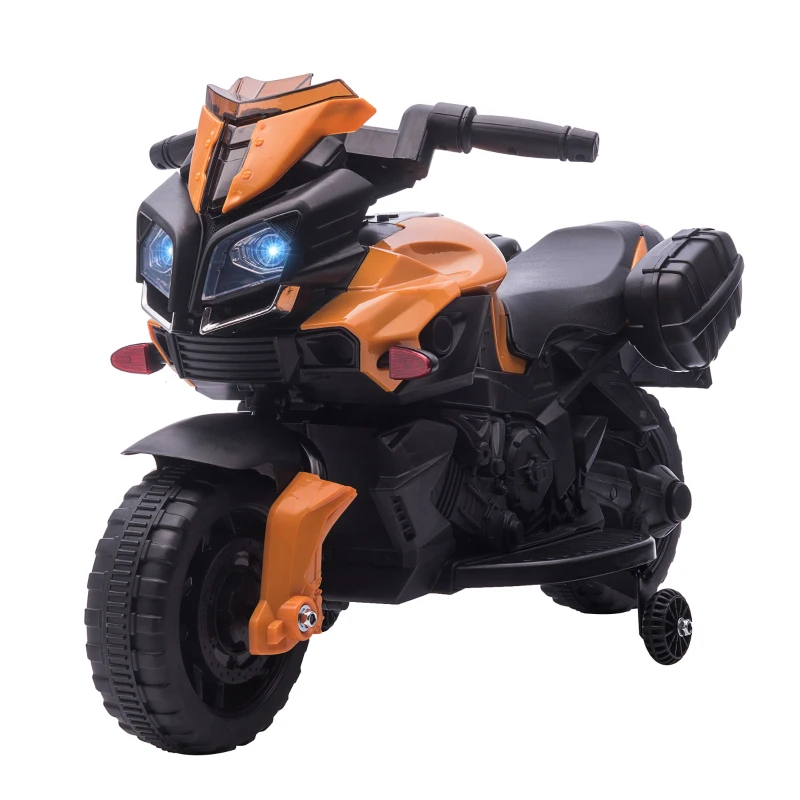 HOMCOM Moto Elettrica per Bambini 18-48 Mesi con Fari e Clacson, in PP e Metallo, 88.5x42.5x49 cm, Arancio