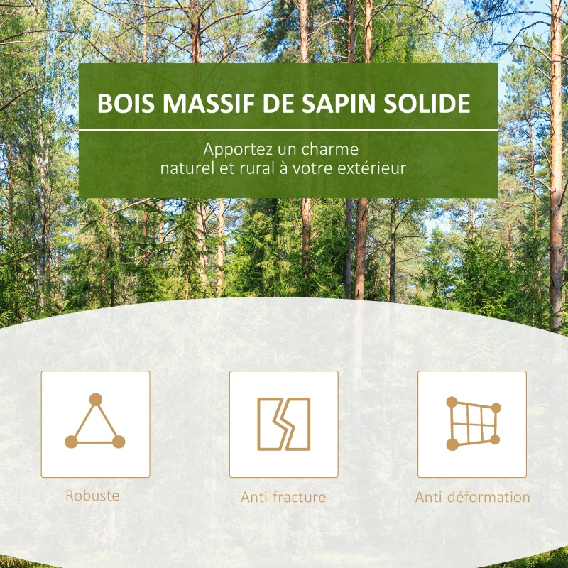 Outsunny Ensemble de jardin 2 pièces style cosy fauteuil à bascule + table basse pliable bois massif de sapin naturel