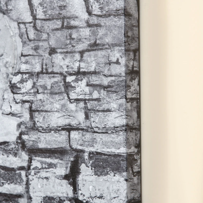 HOMCOM Stampa su Tela con Bambina, 80x40cm, 5 Pezzi per Casa e Ufficio, Tela in Legno di Pino e Vernice ad Acqua, Nero Bianco Rosso