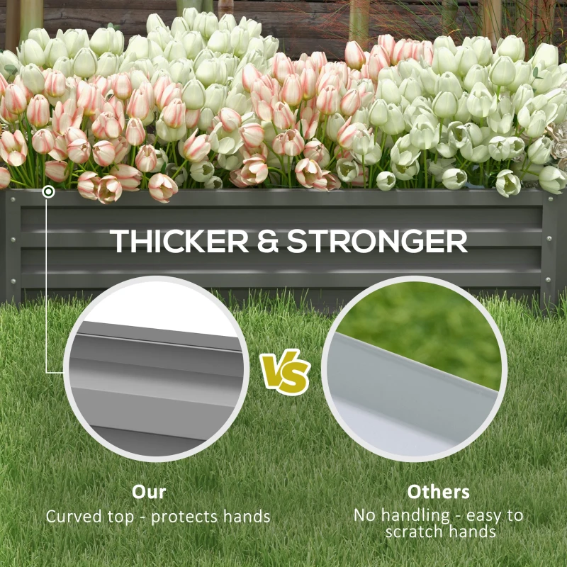 Outsunny Rectangle Raised Garden Bed Box with Weatherized Steel Frame for Vegetables, Flowers, & Herbs, 120 cm x 60 cm x 30.5 cm, Light Grey