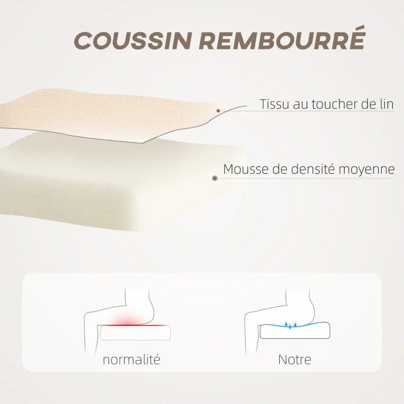 HOMCOM Chaise bureau fauteuil de bureau avec hauteur réglable, fonction à bascule, roulettes pivotantes, charge 120 Kg, beige