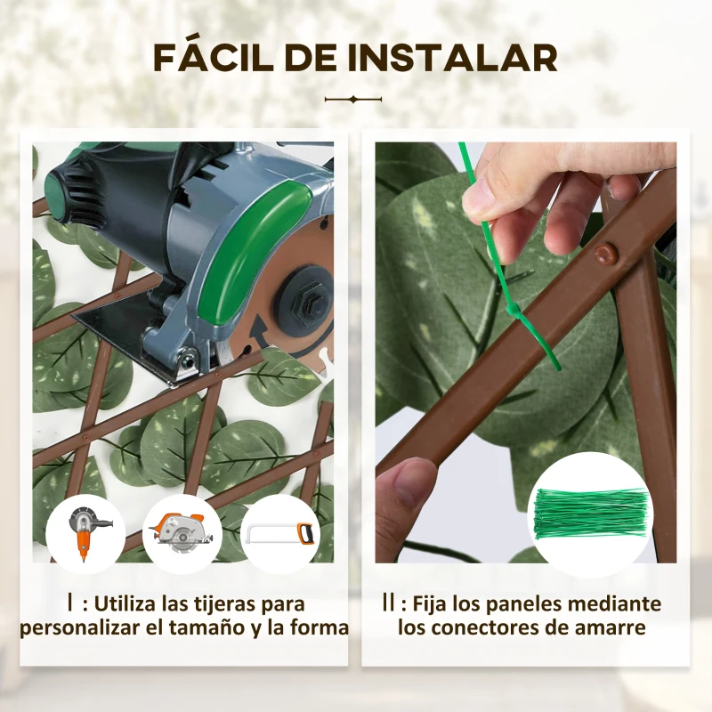 Outsunny 2 Seto Artificial Decorativo 2x1 m Cada Pieza Seto Artificial de Seda Extensible con Anti- UV Decoración Jardín Verde