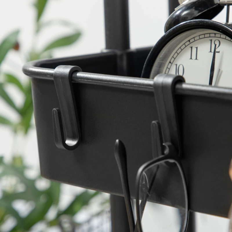 HOMCOM Chariot à 3 niveaux desserte avec 4 crochets et 3 boîtes suspendues amovibles pour 42 x 38 x 86,5 cm noir