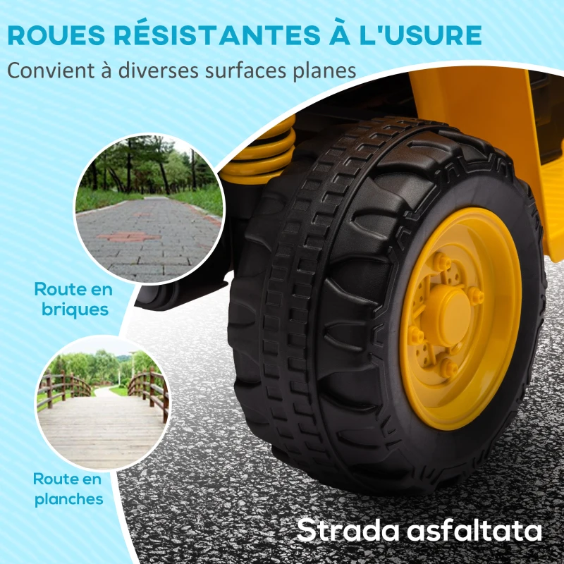 AIYAPLAY Quad électrique pour enfant sous licence Caterpillar 6V 2,8 km/h avec klaxon, phares LED, pour 18-36 mois, Jaune