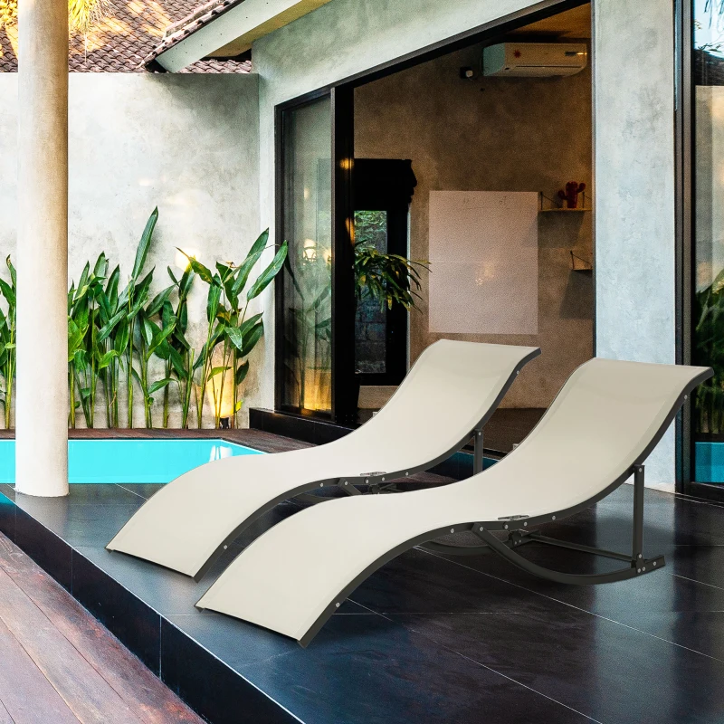 Outsunny Set 2 Sdraio da Giardino Pieghevoli, Lettino Prendisole in Alluminio e Textilene, 61x165x63cm