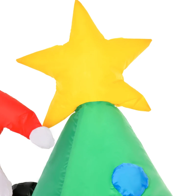 HOMCOM Albero di Natale Gonfiabile 180cm con Babbo Natale, Cagnolino e Luci LED, Decorazione Natalizia da Esterno