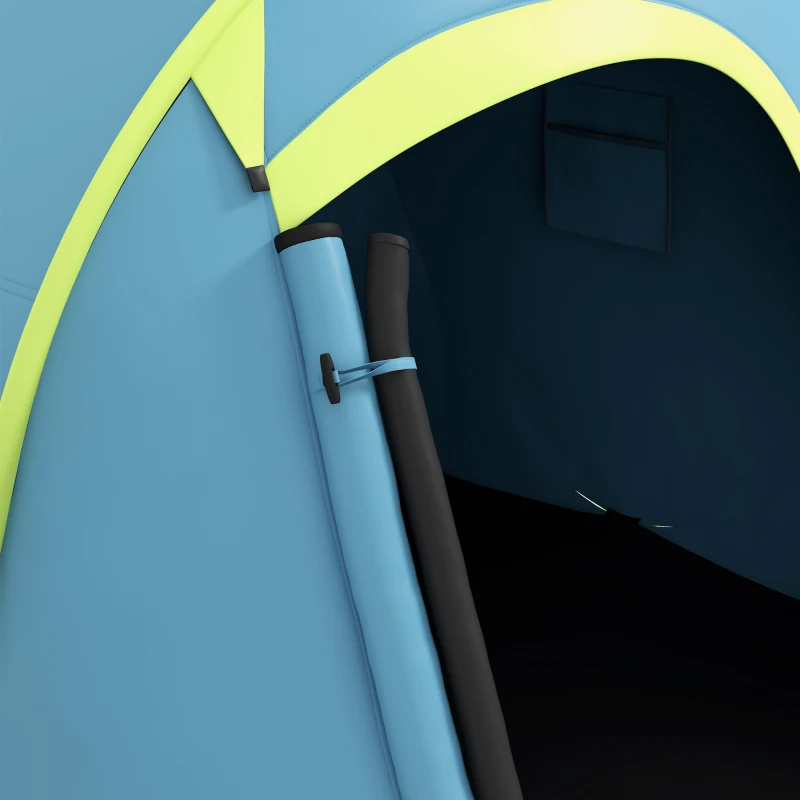 Outsunny Tenda da Campeggio Pop Up Impermeabile con Accessori e Borsa di Trasporto, 245x148x105 cm, Blu