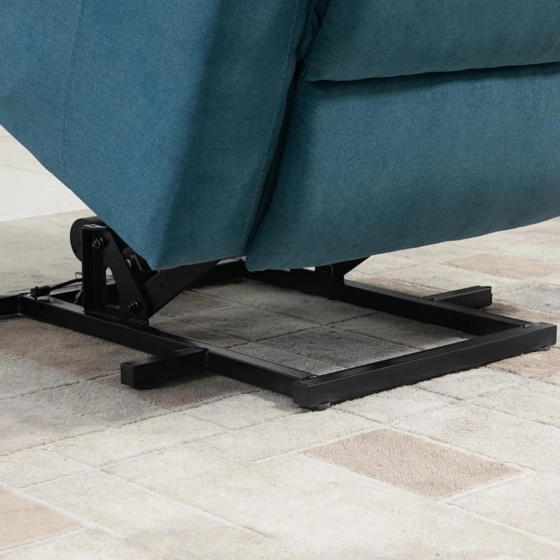 HOMCOM Fauteuil électrique releveur fauteuil relax avec repose-pieds dossier inclinable télécommande poche latérale bleu(m-9)