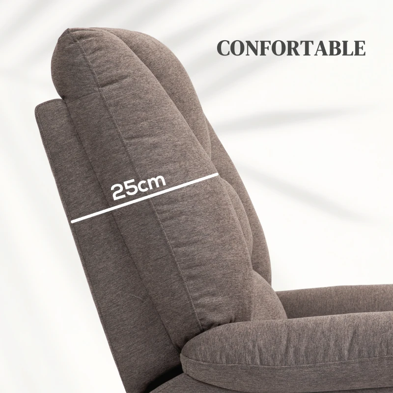 HOMCOM Fauteuil releveur électrique inclinable avec repose-pied et télécommande, tissu polyester aspect lin marron