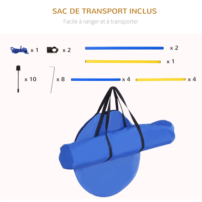 PawHut Agility sport pour chiens équipement complet obstacle, tunnel, slalom, zone repos + sac de transport bleu jaune
