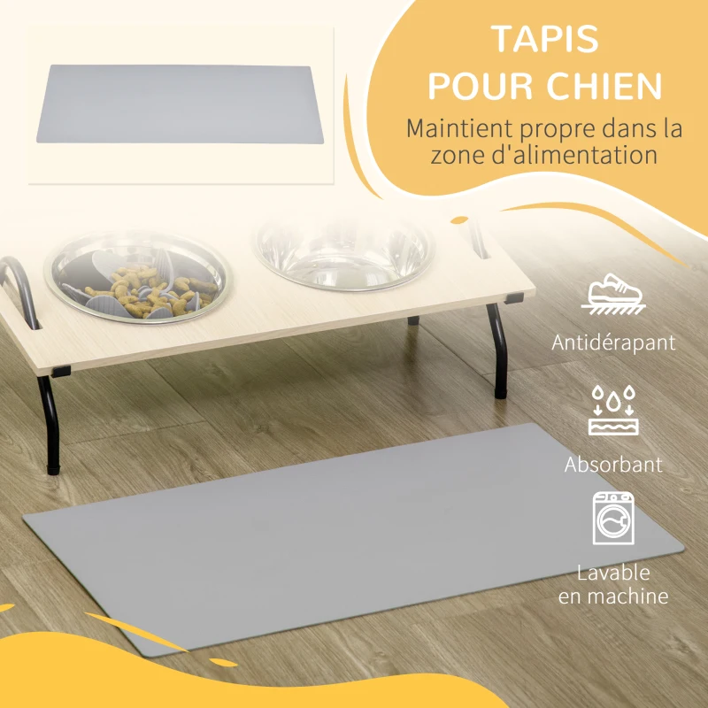 PawHut Parc enclos modulable et Gamelles chiens surélevées 6 panneaux porte verrouillable 2 bols amovibles chacun 1,1L et tapis