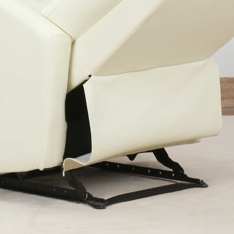 HOMCOM Poltrona Relax Reclinabile 165° con Poggiapiedi Regolabile Ergonomica in pelle PU, 65 × 92 × 100cm Crema