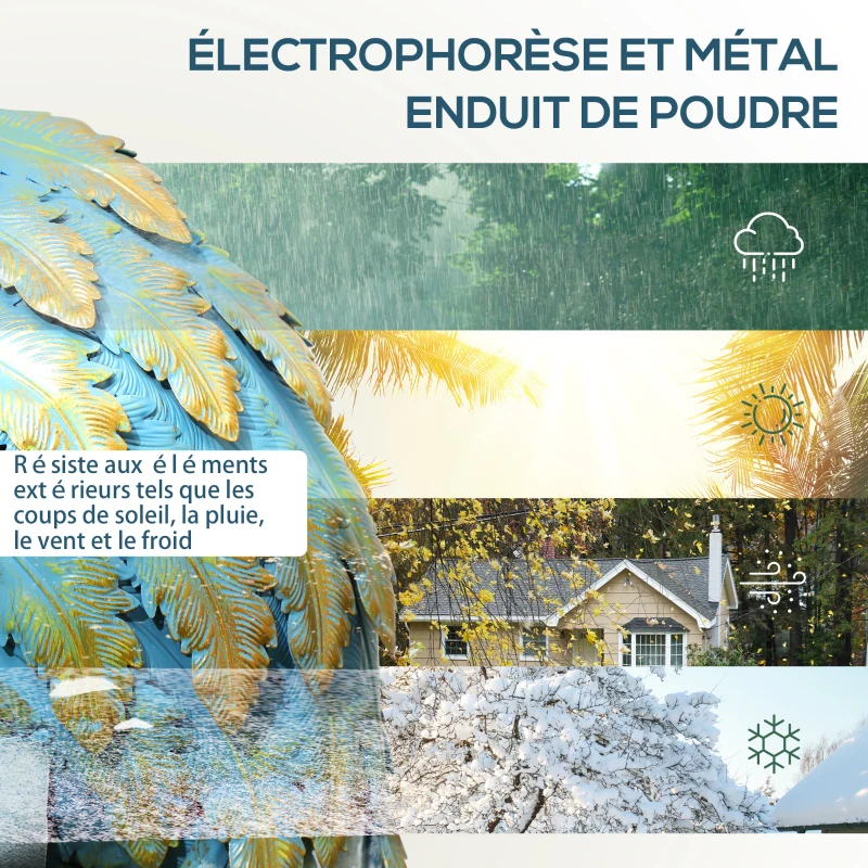 Outsunny Statue jardin exterieur, sculpture de héron en métal, décoration de jardin exterieur 63 cm, multicolore