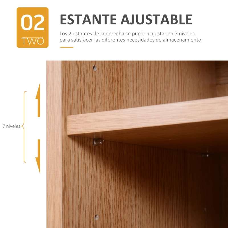 HOMCOM Armario Gabinete Consola Armario Bajo Mueble Organizador de Almacenaje Multiusos de Cocina Comedor Salón Baño con Puertas y Estantes Ajustables 80x32x91 cm
