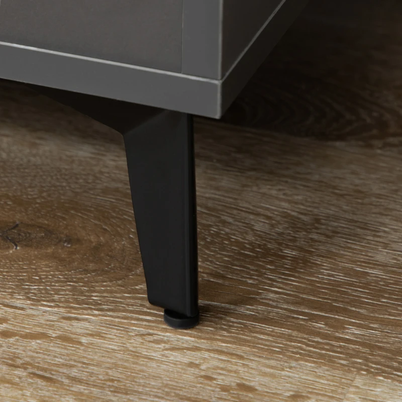 HOMCOM Buffet haut design industriel gris aspect chêne clair