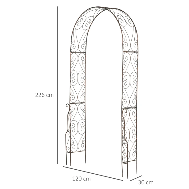 Outsunny Arche de Jardin Arche à rosiers Style Fer forgé dim. 120L x 30l x 226H cm métal époxy Noir Vieilli cuivré