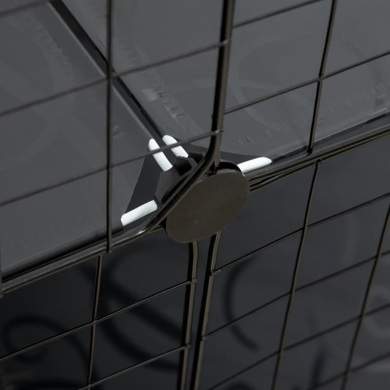 PawHut Jaula para Animales Pequeños de 31 Paneles Parque para Mascotas para Gatitos Conejos Chinchillas 105x45x105 cm Negro