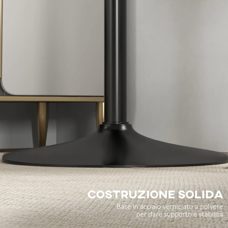 HOMCOM Tavolo Alto da Bar Moderno Rotondo con Base in Acciaio e Piano in MDF, Ø70x102cm, Nero