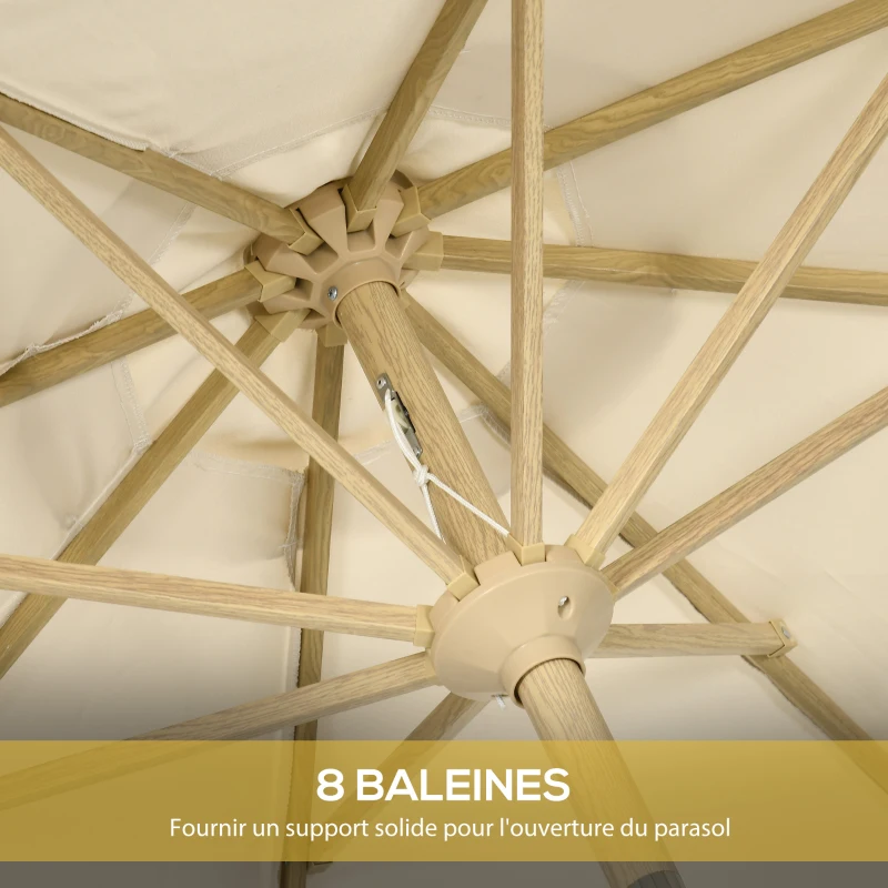 Outsunny Parasol de jardin inclinable parasol avec manivelle à franges style bohème 8 baleines Ø 265 x 244H cm crème
