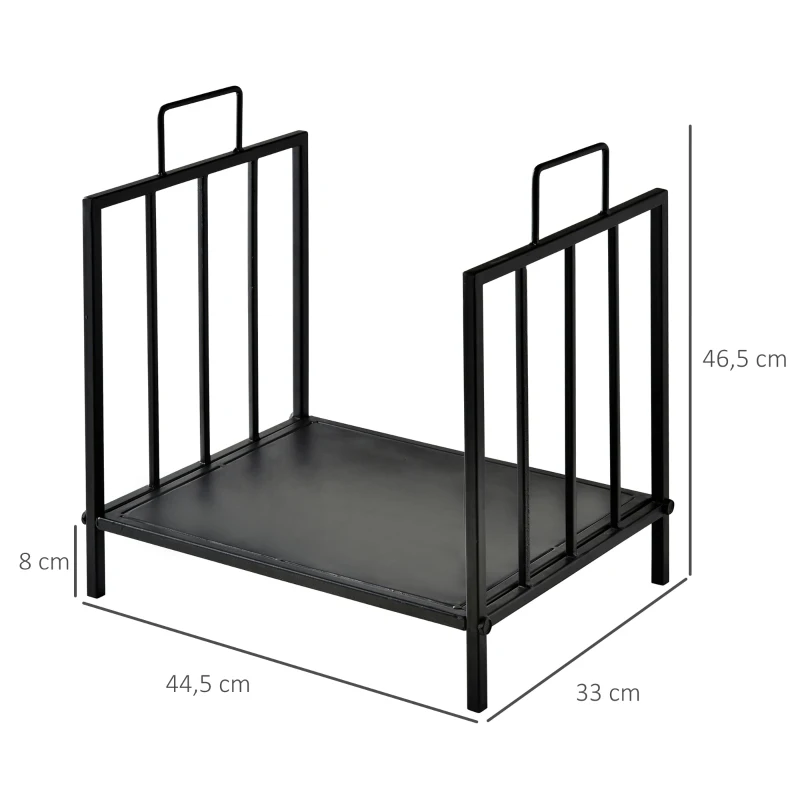 HOMCOM Range bûches Porte-bûches Etagère porte bois de cheminée charge max. 15 Kg dim. 44L x 33l x 46H cm métal époxy noir
