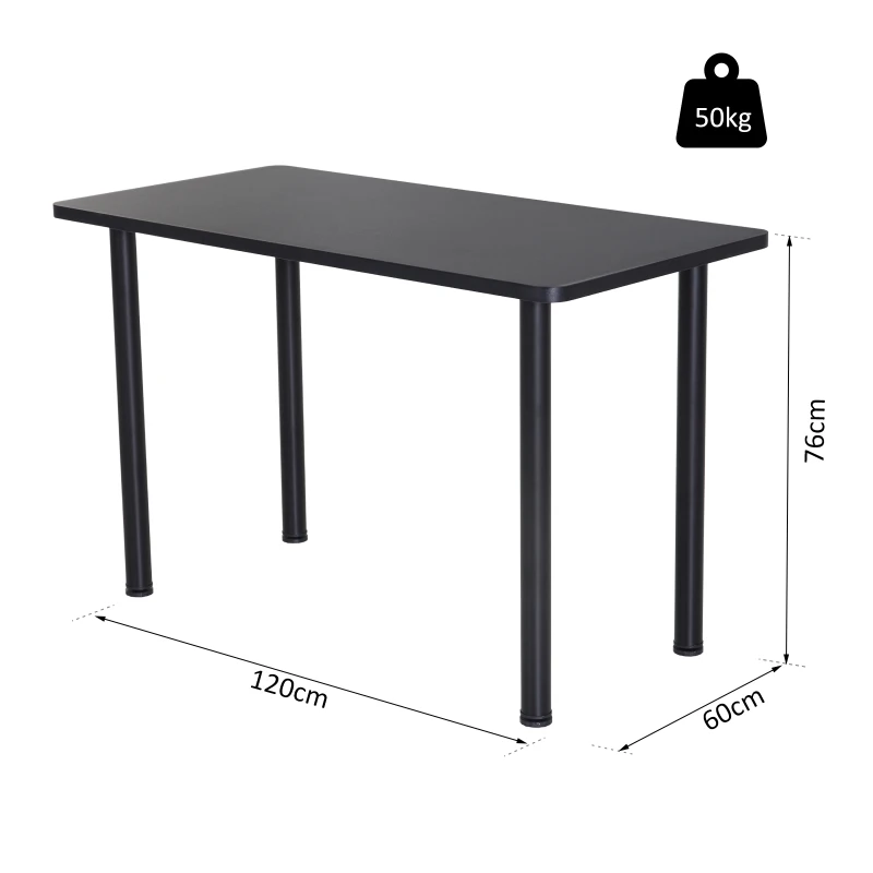 HOMCOM Table à Manger Style Contemporain 4 Personnes dim. 120L x 60l x 76H cm en Bois et pieds en Acier Inoxydable Noir