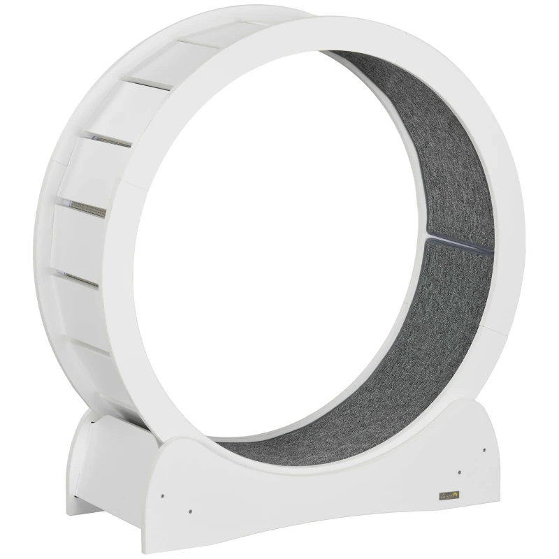 PawHut 30" Wooden Cat Running Wheel with Brake, White