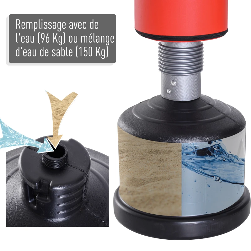 HOMCOM Sac de Frappe Boxe Autoportant Punching Ball Hauteur Réglable 160-185cm