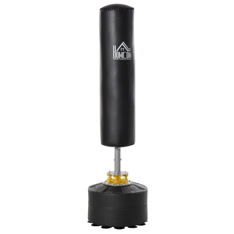 HOMCOM Saco de Boxeo de Pie para Adultos 170cm Altura Ajustable en 3 Niveles Punching Ball con Base Negro