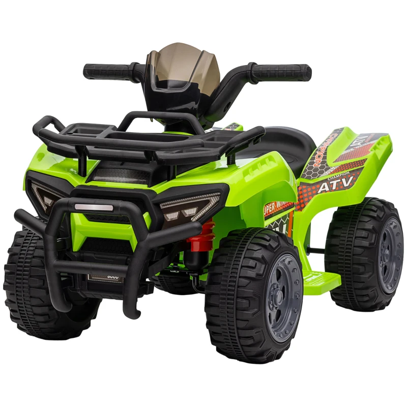 HOMCOM Quad Elettrico per Bambini 18-36 Mesi con Batteria Ricaricabile 6V e Fari, in Metallo e PP, 66x44x42 cm, Verde