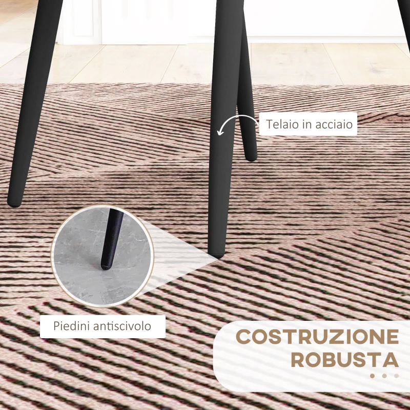 HOMCOM Set 4 Sedie da Cucina in Tessuto Effetto Velluto Grigio con Design Salvaspazio, 46x56x86 cm