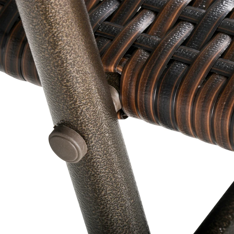 Outsunny Tabourets de bar pliable style colonial - lot de 4 tabourets de bar - repose-pied + accoudoirs - métal époxy résine tressée chocolat