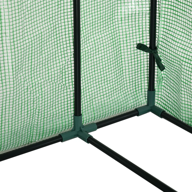 Outsunny Invernadero de Jardín 141x72x191 cm Vivero Casero con 4 Estantes Puerta Enrollable Cubierta de PE 140g/m² y Marco de Acero para Cultivos Plantas Macetas Flores Verde