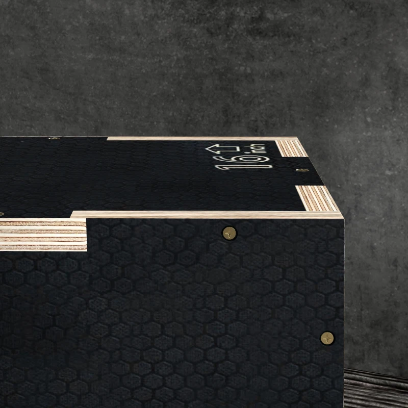 SPORTNOW Cajón de Salto Pliométrico de Madera con Mangos Huecos Carga 120 kg para Casa Oficina Gimnasia 40,5x35,5x30,5 cm Negro