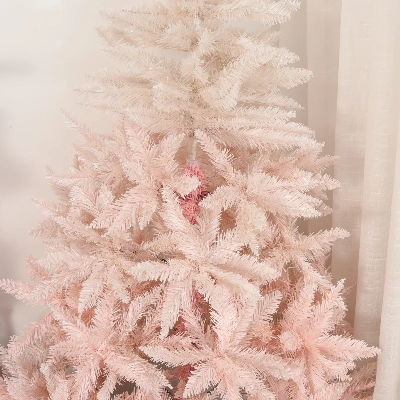 HOMCOM 5FT Pink Artificial Christmas Tree Holiday Home Decoration Ornament w/ Metal Stand Fully Pretty Home Office Joy